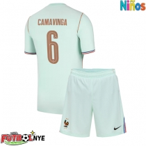 Camiseta Francia Eduardo Camavinga #6 Visitante Equipación para niños Mundial 2026 manga corta (+ pantalones cortos)